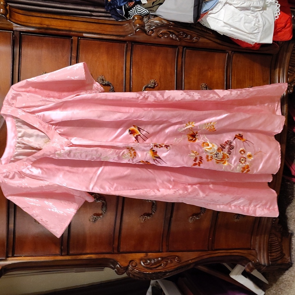 Vtg Asian Silk/Taffeta MuMu House/Lounge Dress Large/XL